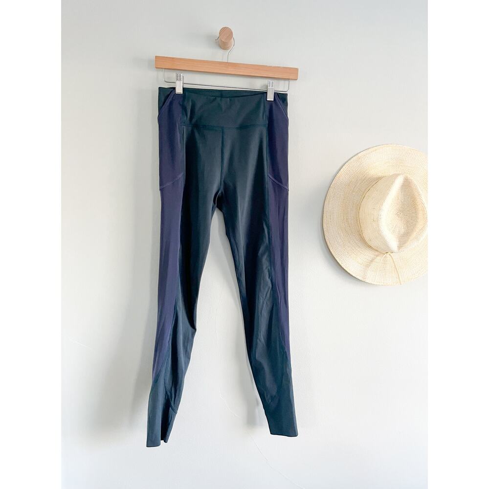 Varley | Cobalt Blue Athletic Leggings Side Mesh Panel Pockets | Sz S